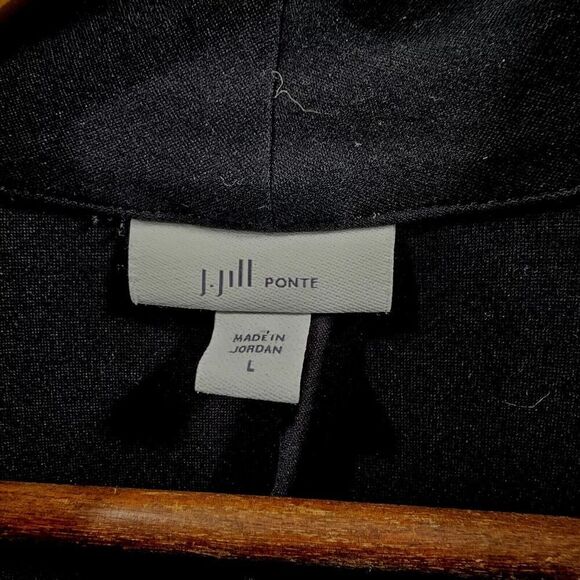 J Jill Jacket Women Large Black Ponte Knit Unstructured Blazer One Button - Picture 3 of 12